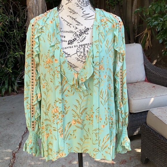 NWT💫Spell Maise Blouse in Vintage Turquoise size small - Picture 3 of 13